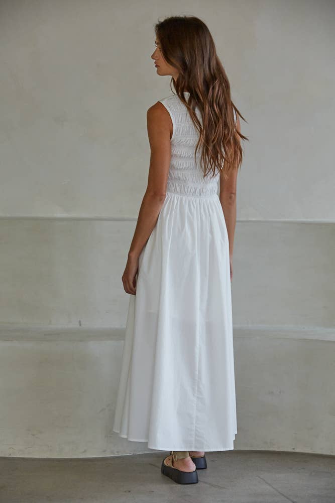 Sleeveless Square Neck Smocked Maxi Dress
