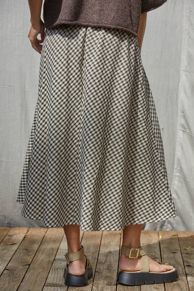 Gingham Flare Midi Skirt