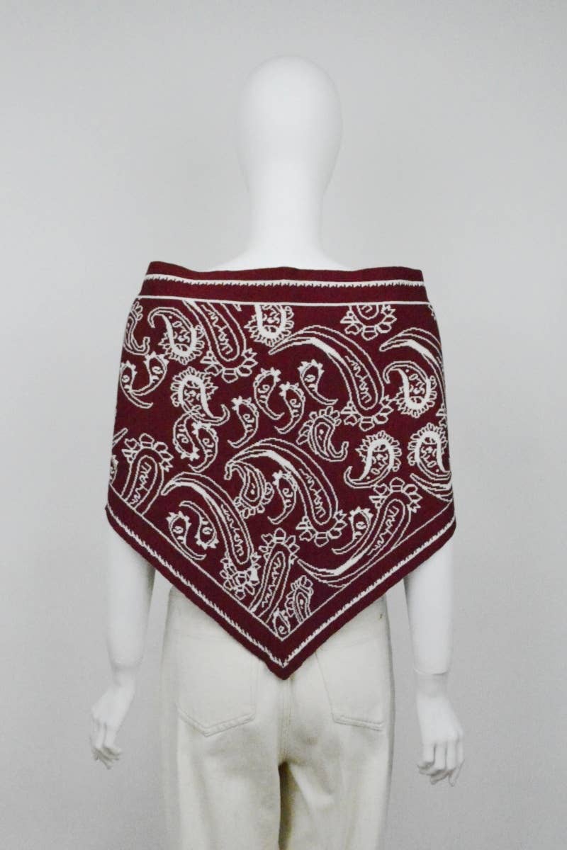 Paisley Knit Triangle Scarf- Burgundy, Olive, Black, Mocha