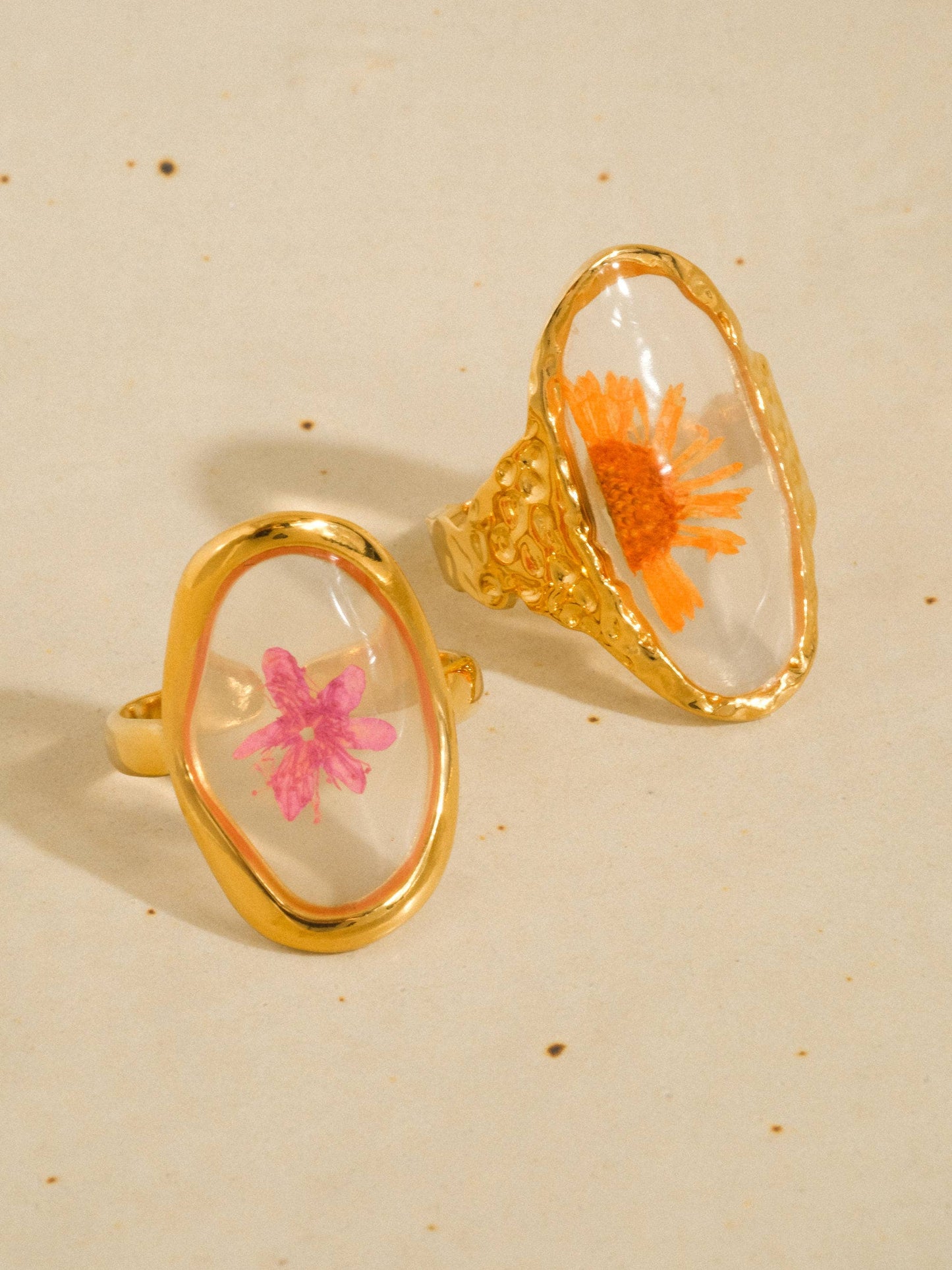 Flint 18K Gold Non-Tarnish Pink Floral Statement Ring