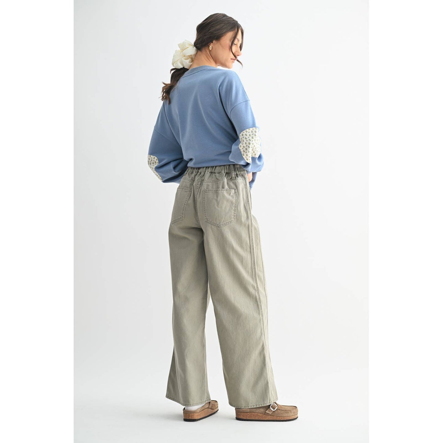 Wide Leg Twill Cotton Pant