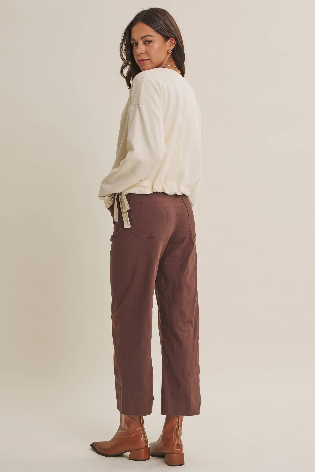 Stretchy Cotton Linen Ankle Pants