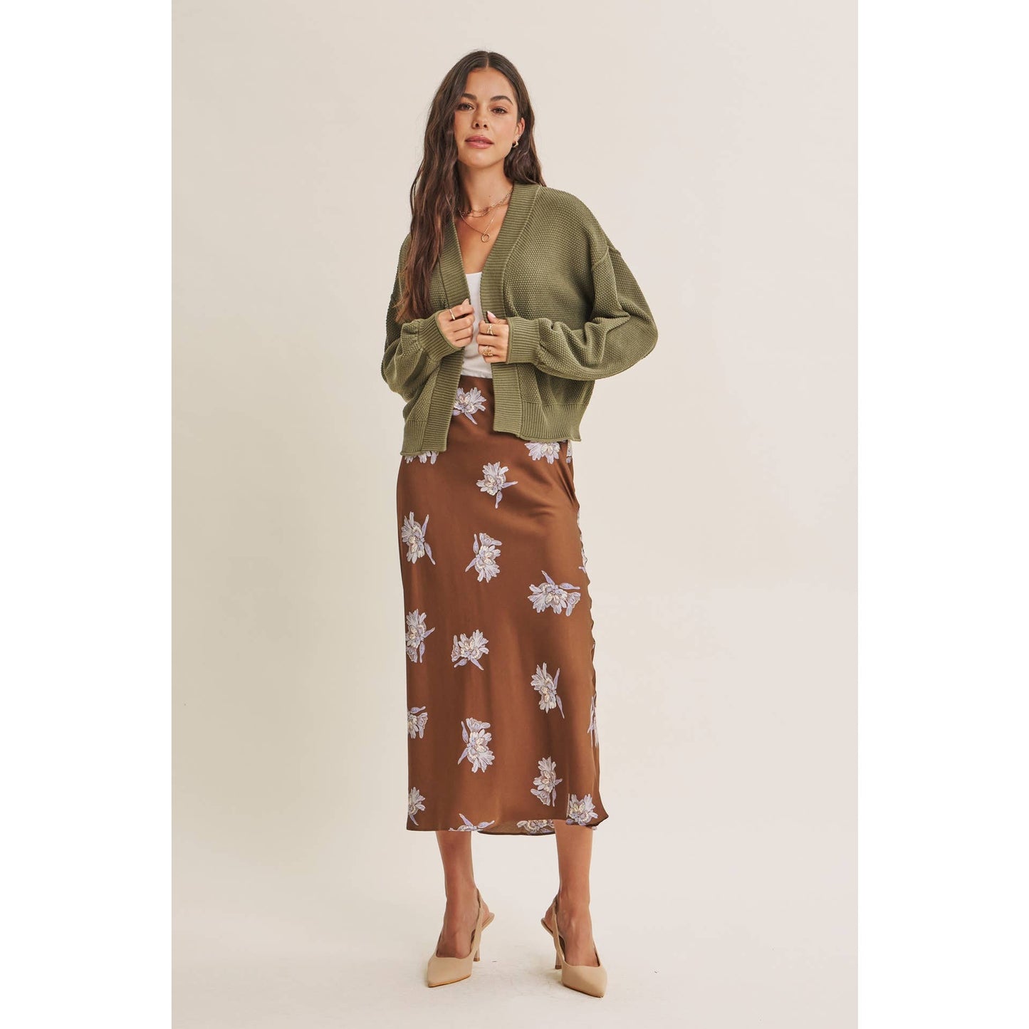 Fall Satin Midi Skirt