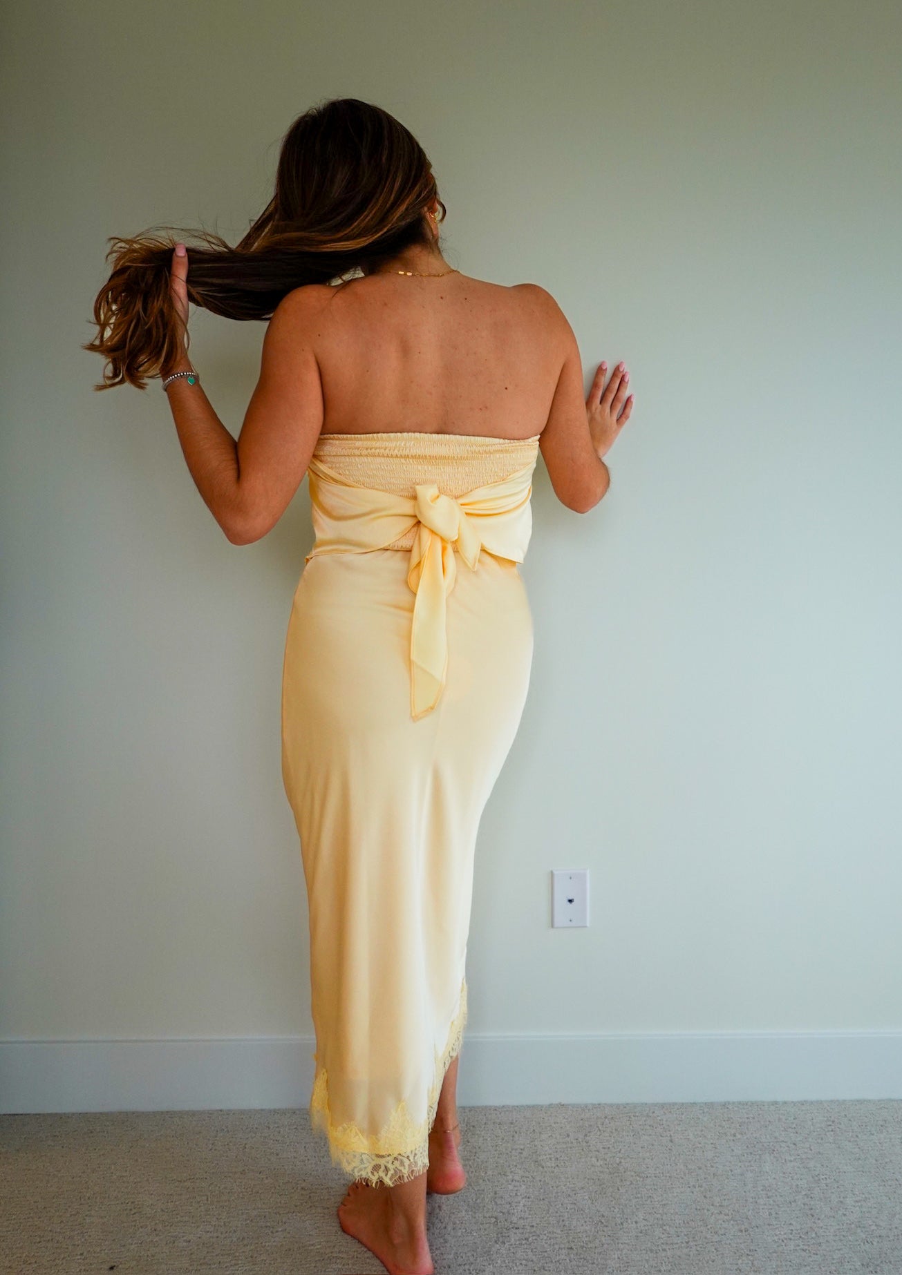 Woven Polyester Spandex Satin Midi Skirt