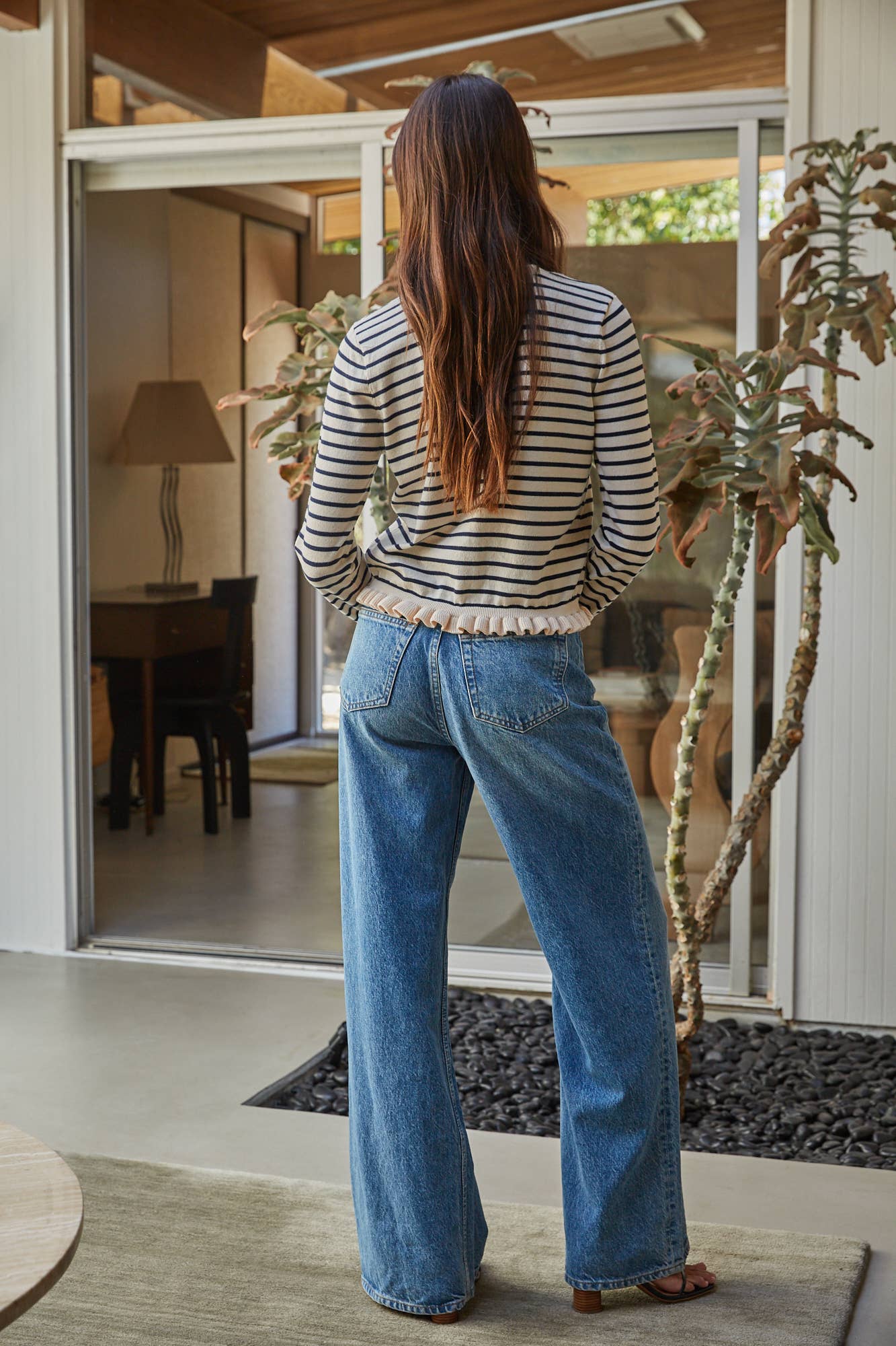 Knit Cardigan With Lettuce Trim