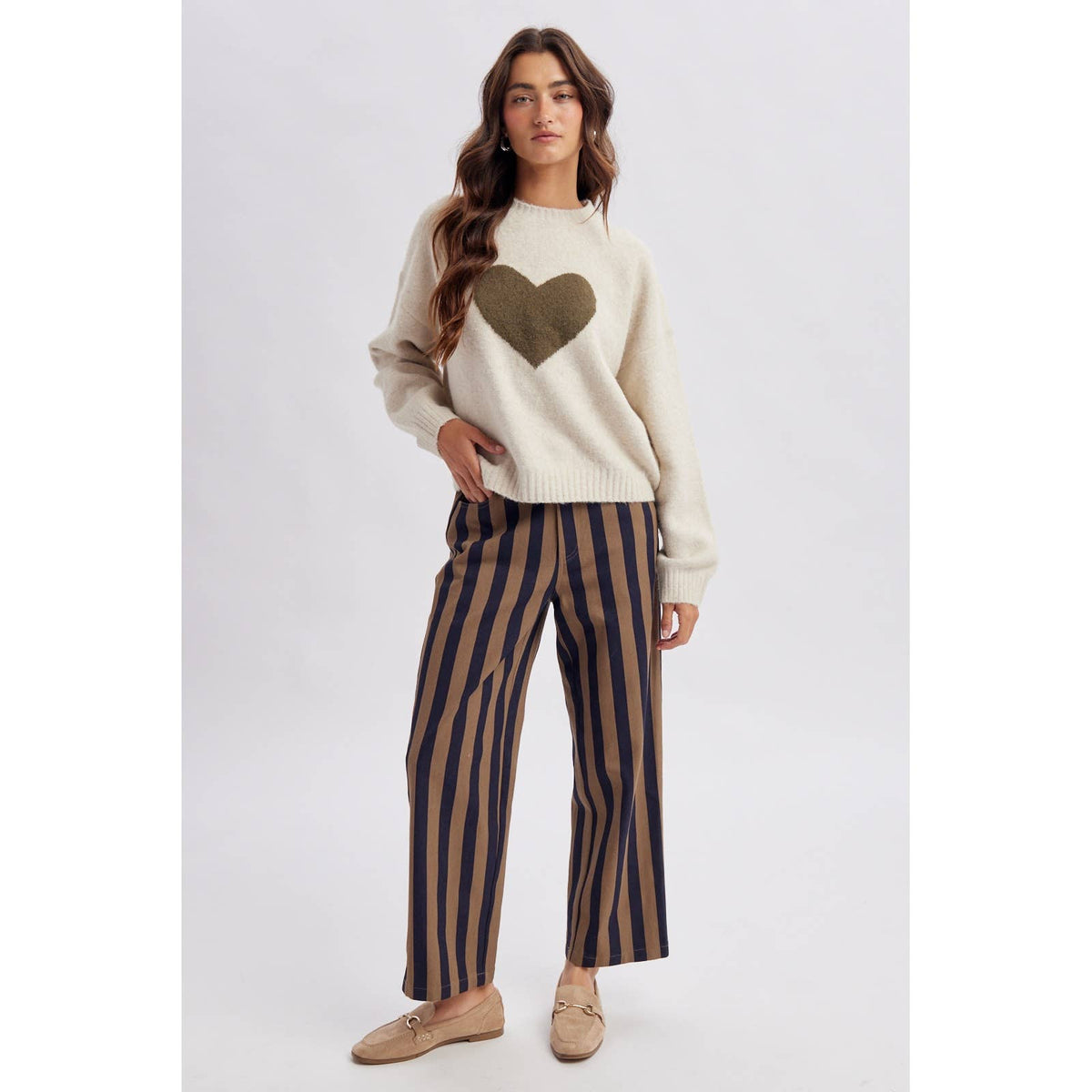 Vertical Stripe Wide Leg Pants