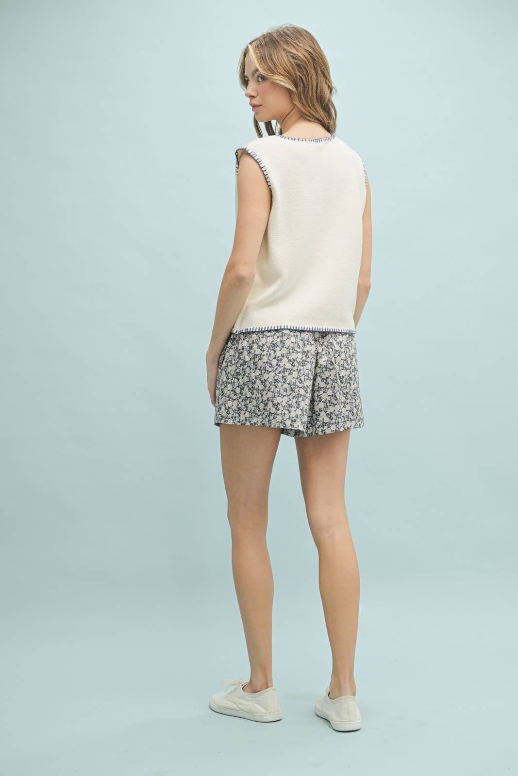 Stitch Detail Button Up Sweater Vest