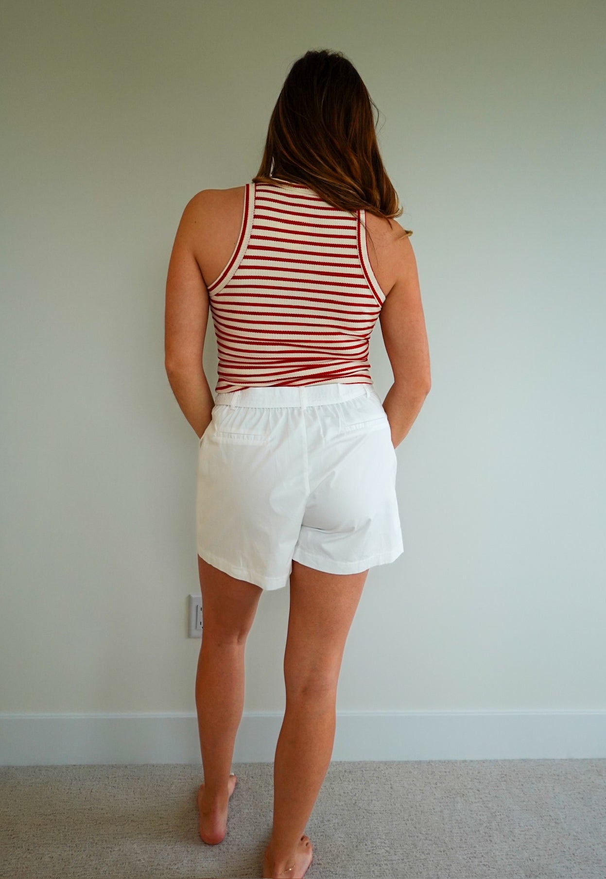 Rope Trim Belt Pleated Shorts