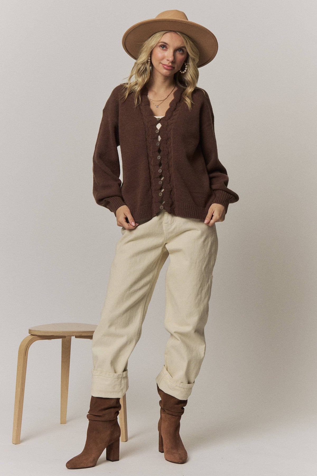 Scalloped Button Down Cardigan