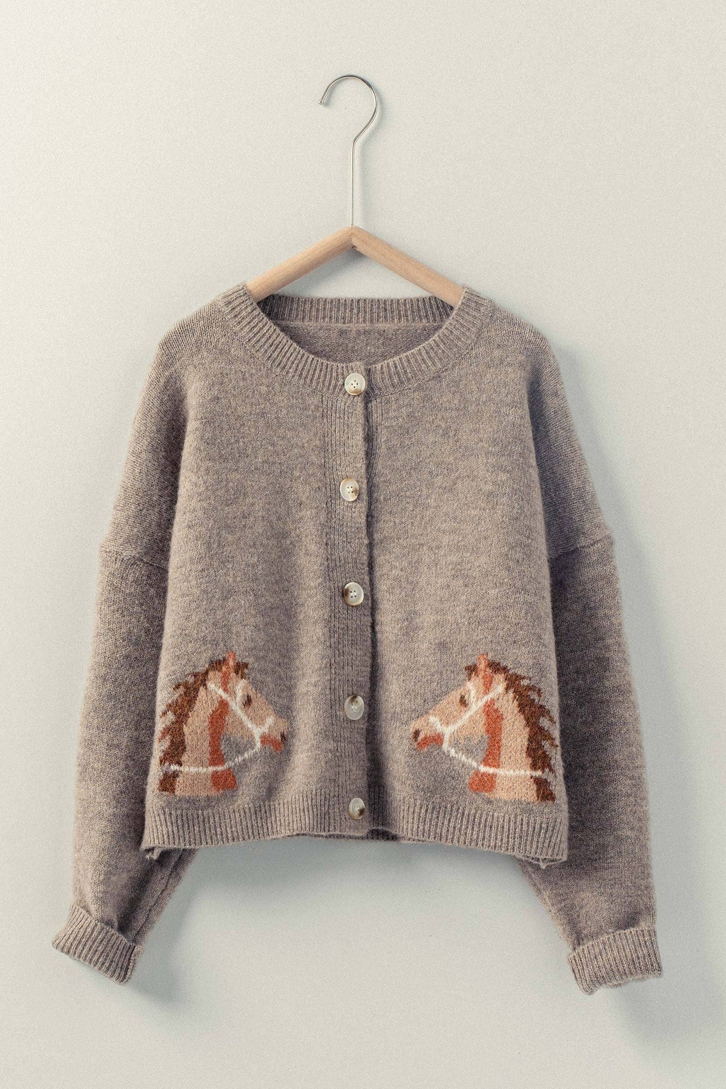 Western Horse Graphic Button Front Cardigan Sweater