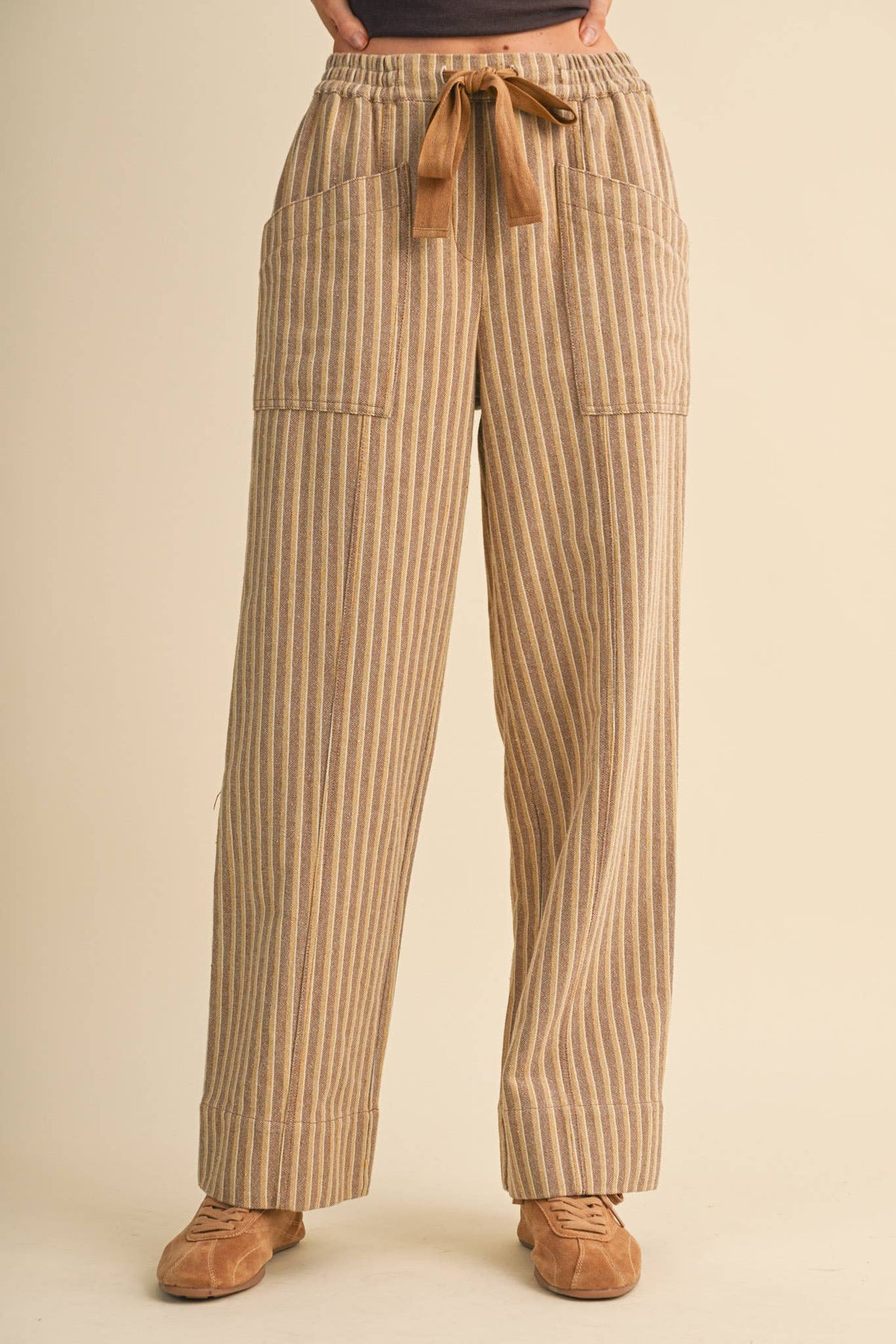 Striped Wide Leg Drawstring Pants