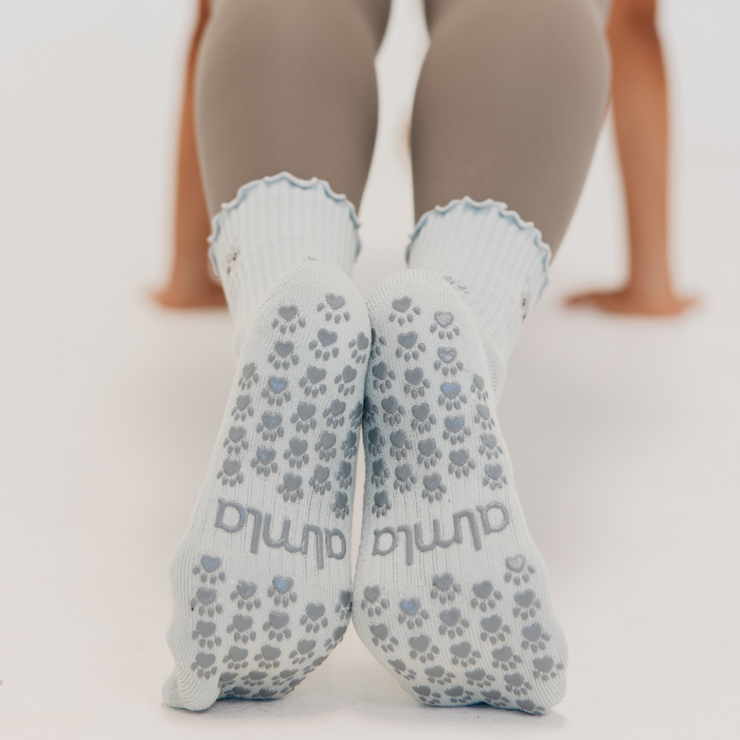 Gray Cat Pilates Grip Socks