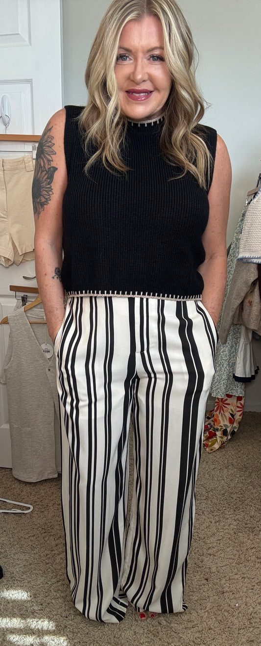 Striped Wide-Leg Pants