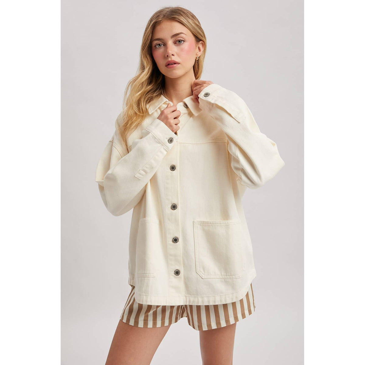 Oversized Utility Denim Shirt Jacket