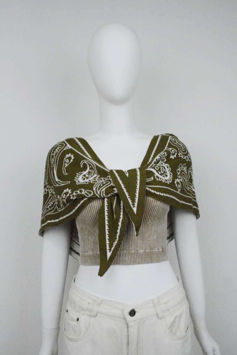 Paisley Knit Triangle Scarf- Burgundy, Olive, Black, Mocha