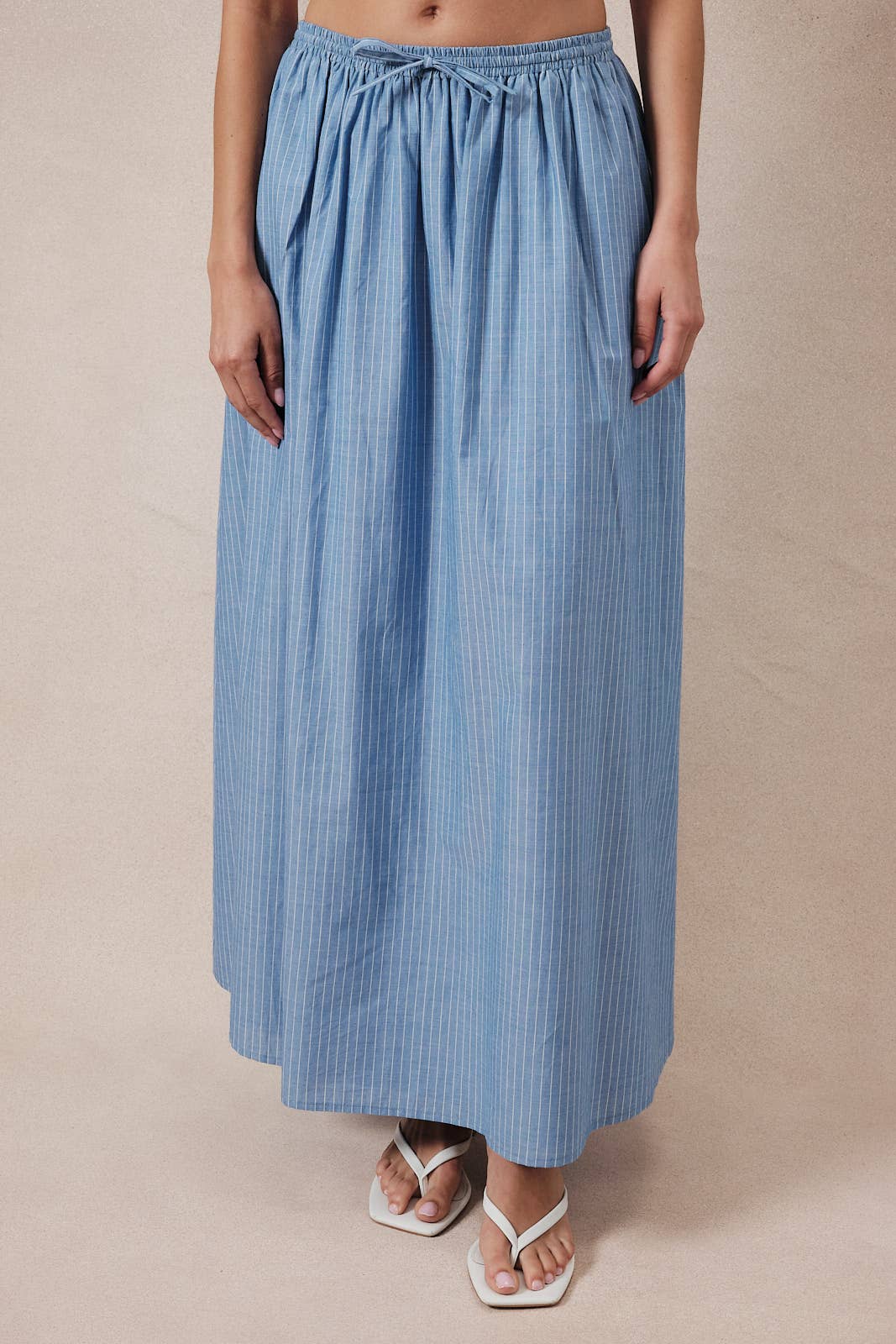 Pinstripe Full Cotton Maxi Skirt