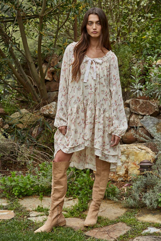 Floral Flare Layered Mini Dress