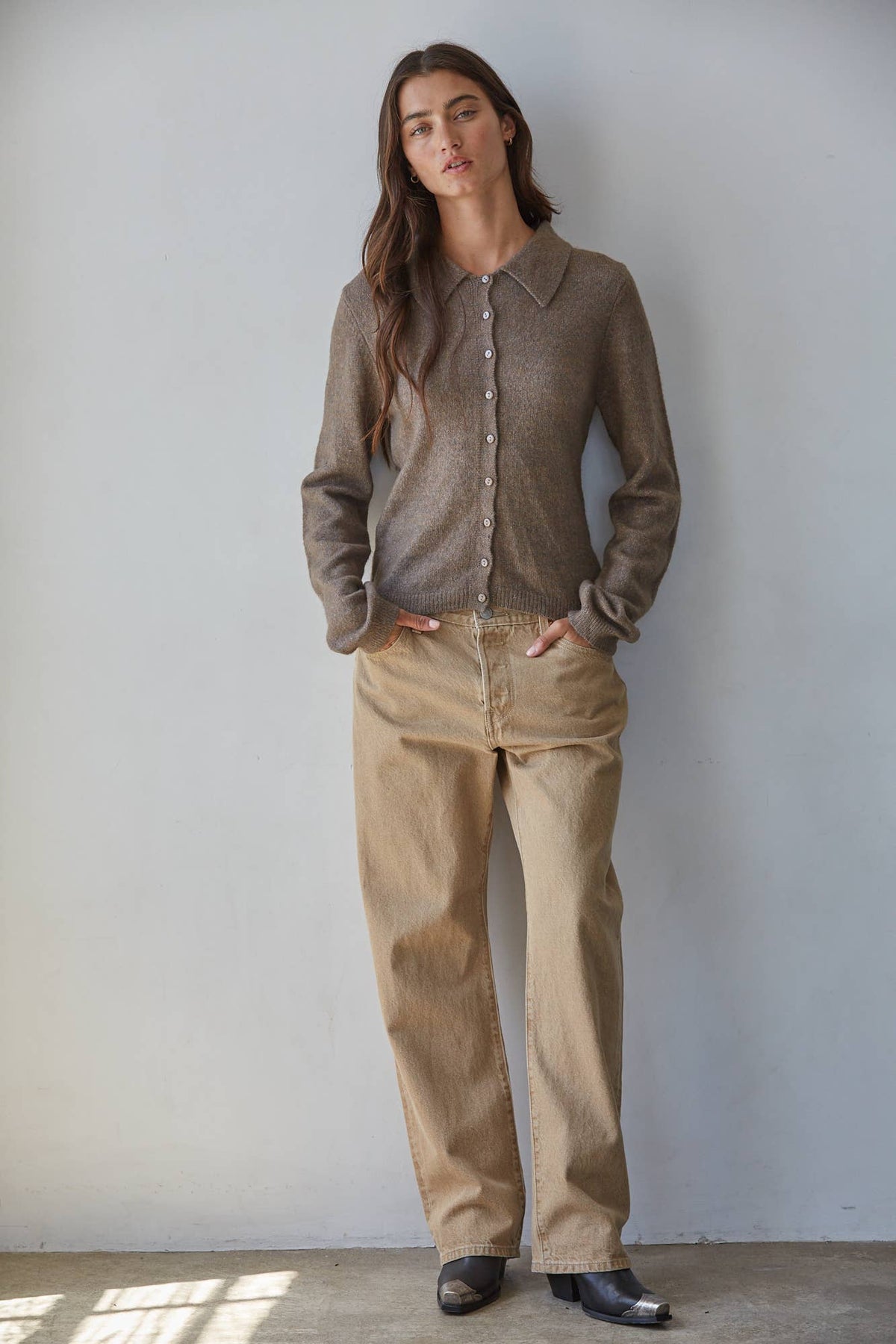 Button Down Collared Sweater Cardigan