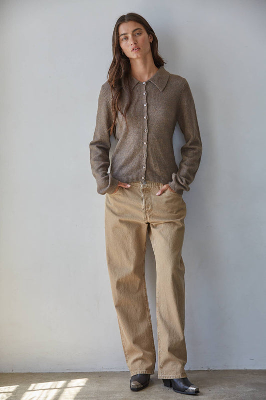 Button Down Collared Sweater Cardigan