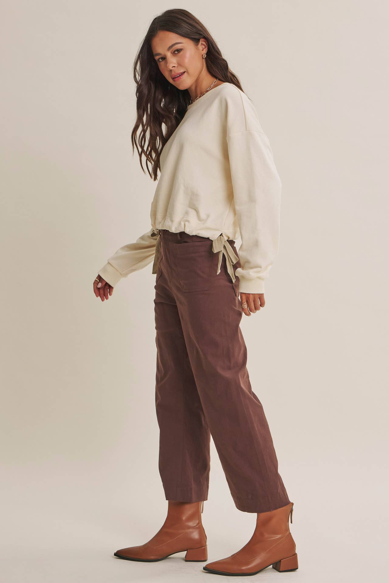 Stretchy Cotton Linen Ankle Pants