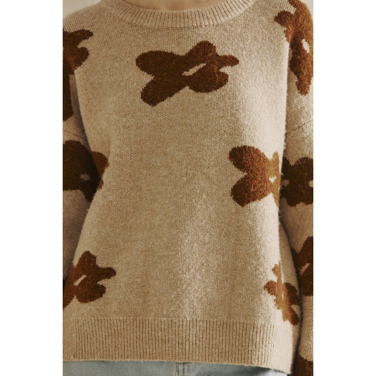 Floral Print Knit Sweater