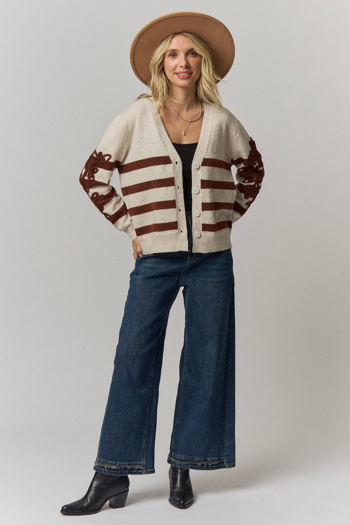 Classic Striped Button Down Cardigan
