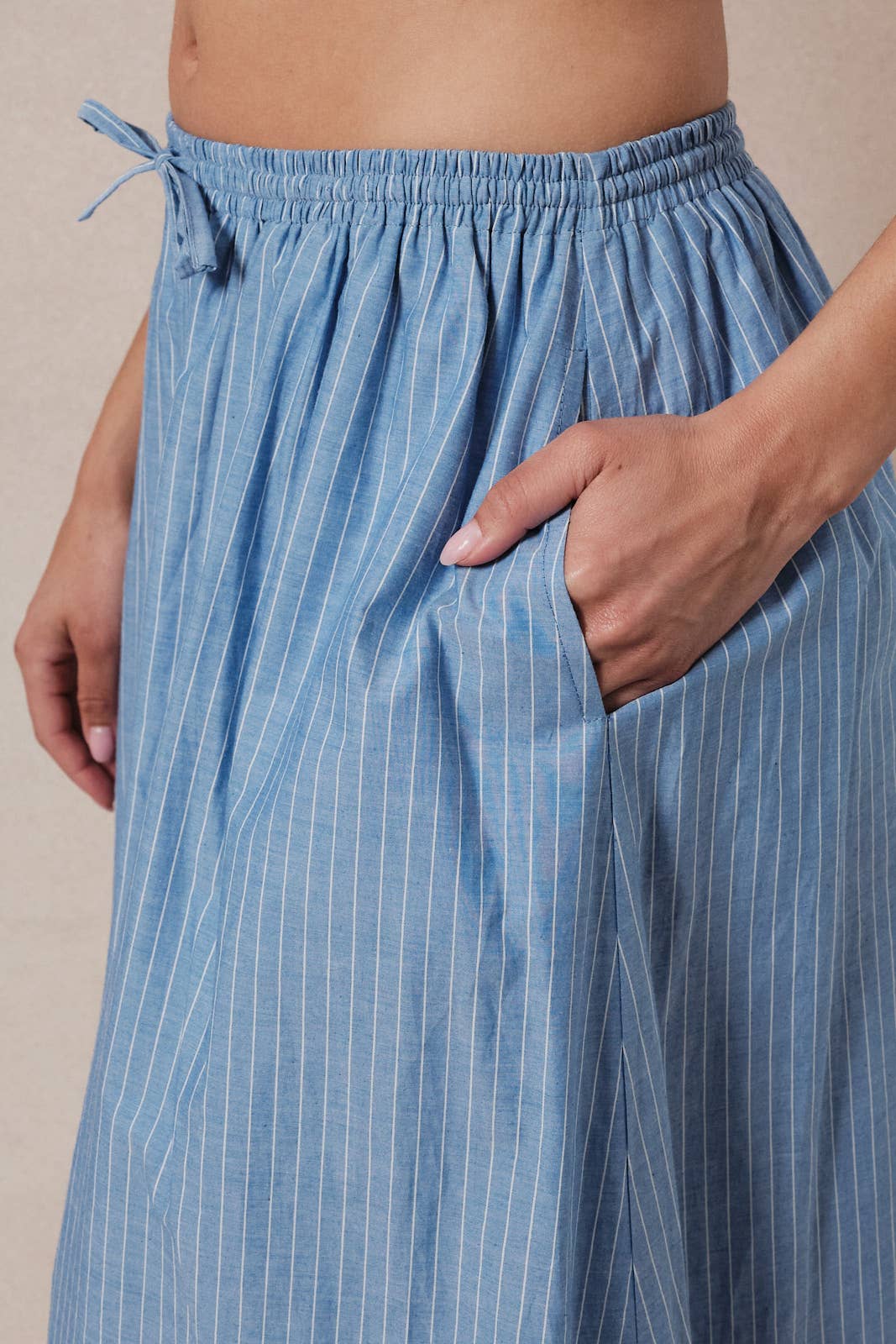 Pinstripe Full Cotton Maxi Skirt