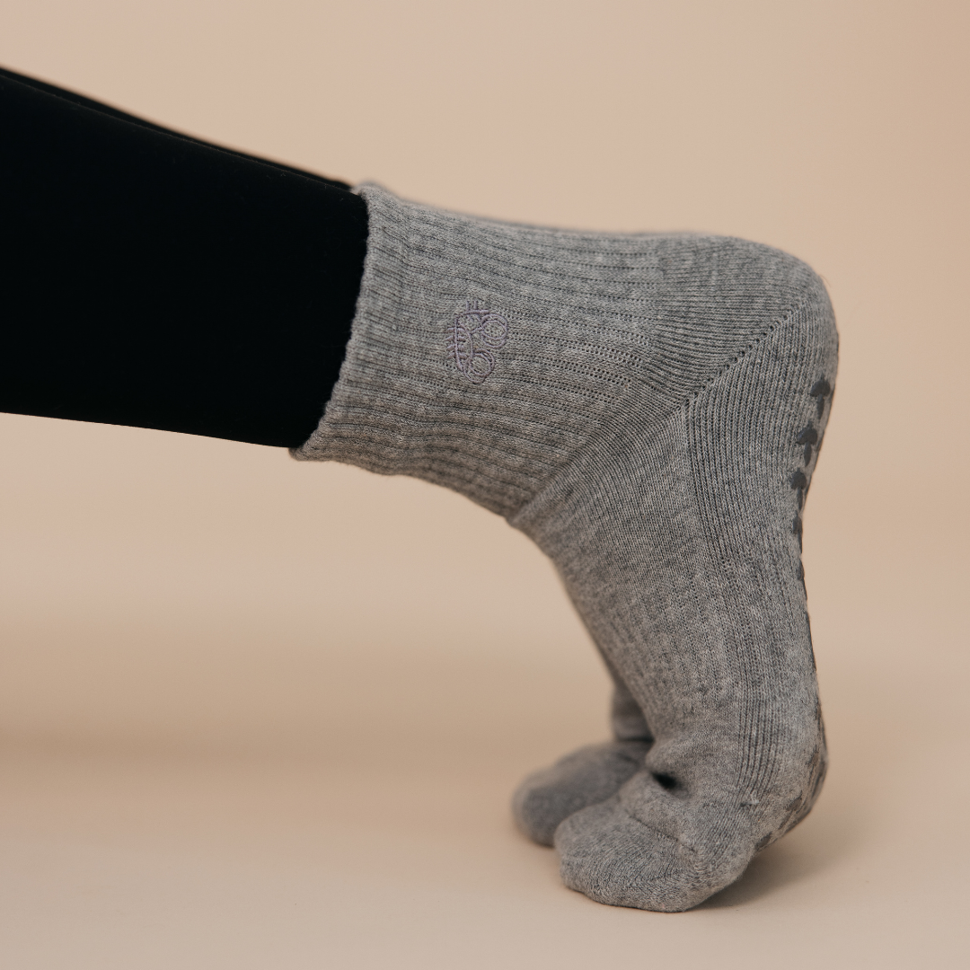 Grey Neutral Pilates Grip Socks