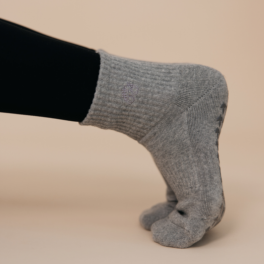Grey Neutral Pilates Grip Socks