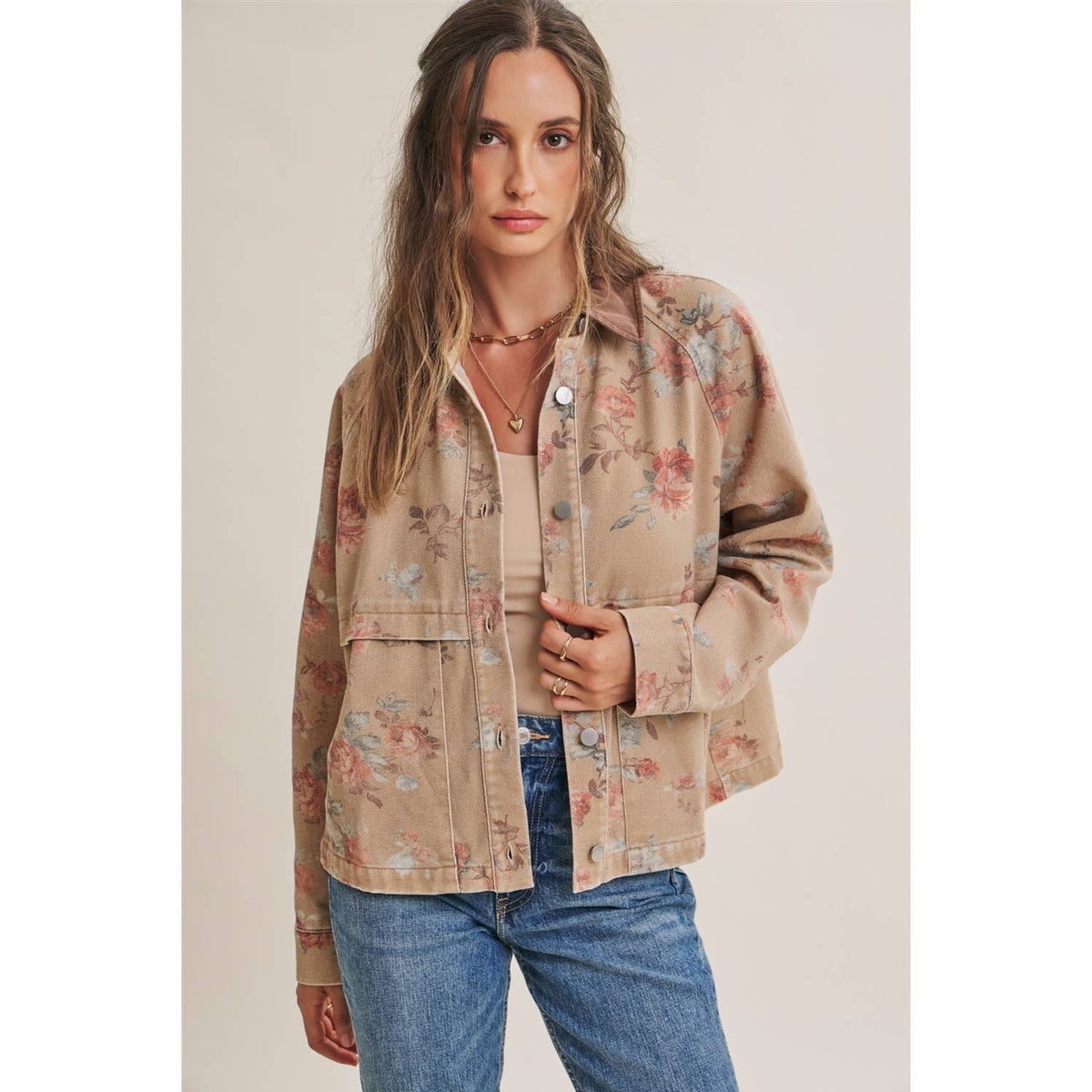 Wild Rose Afternoon Vintage Garment-Washed Jacket