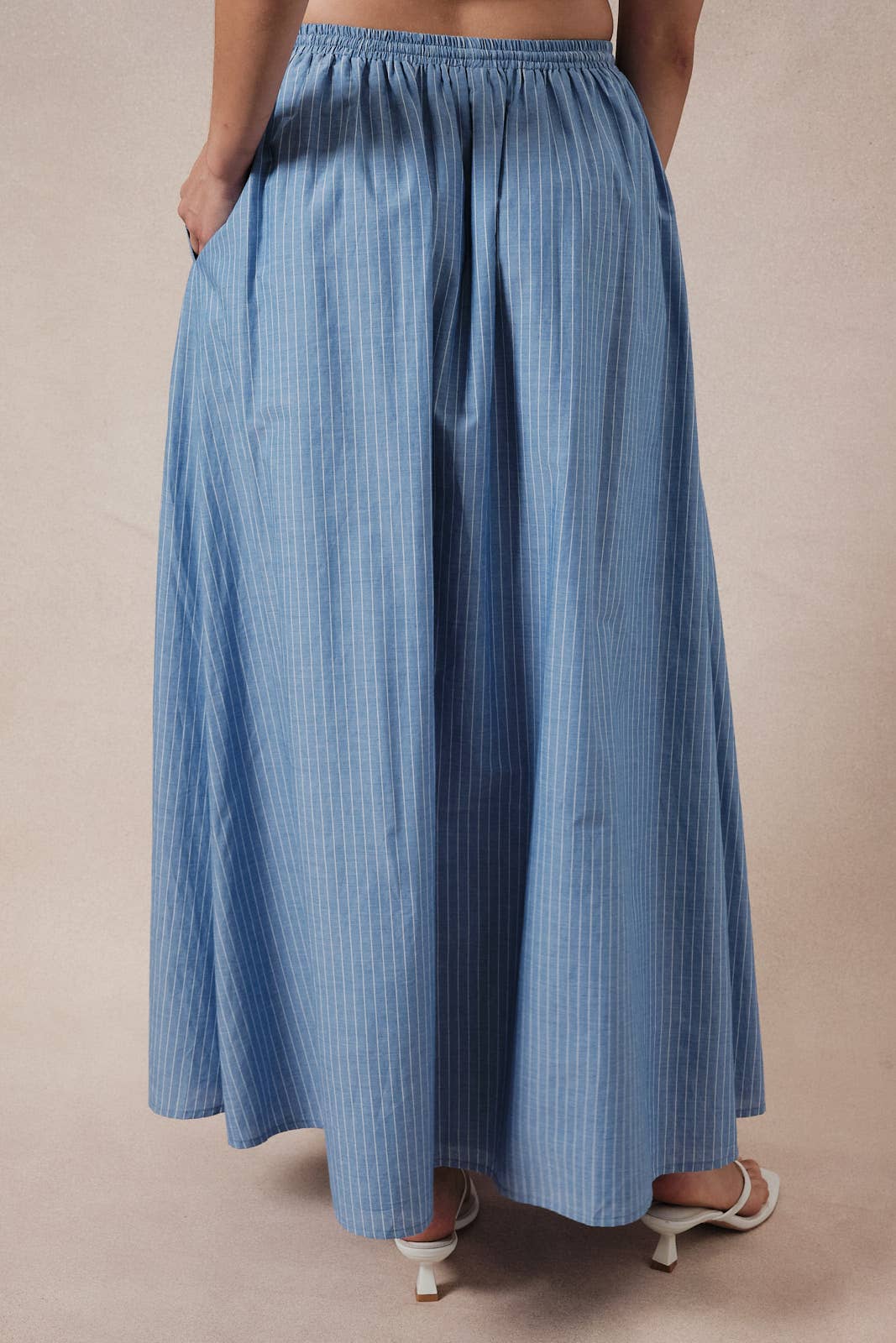 Pinstripe Full Cotton Maxi Skirt