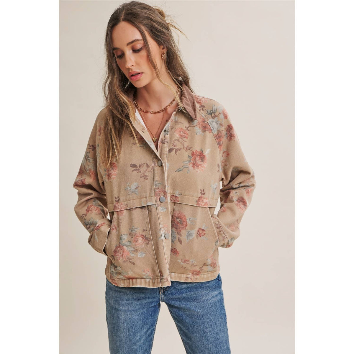 Wild Rose Afternoon Vintage Garment-Washed Jacket