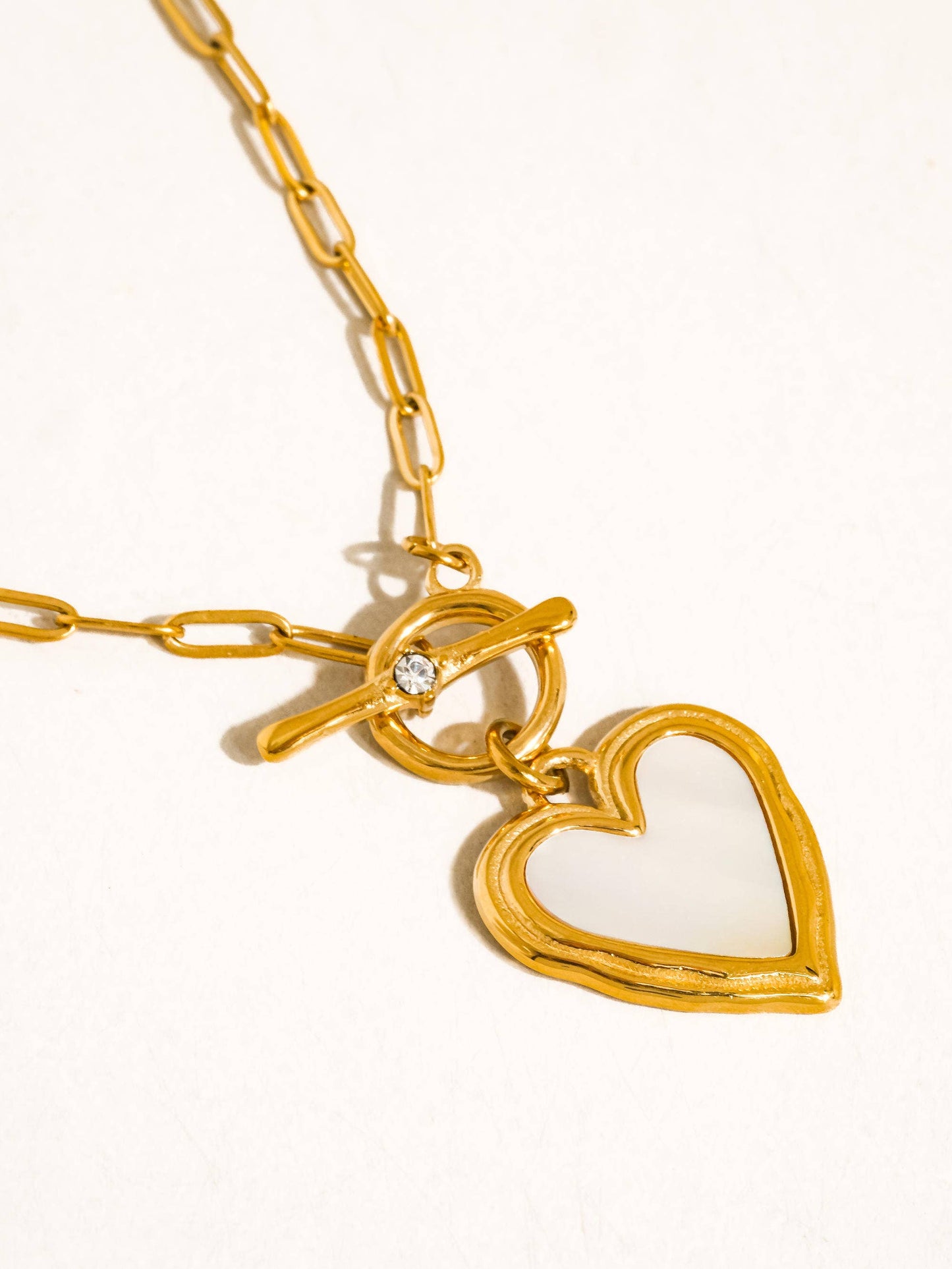 Nyelle 18K Gold Non-Tarnish Shell Heart Necklace