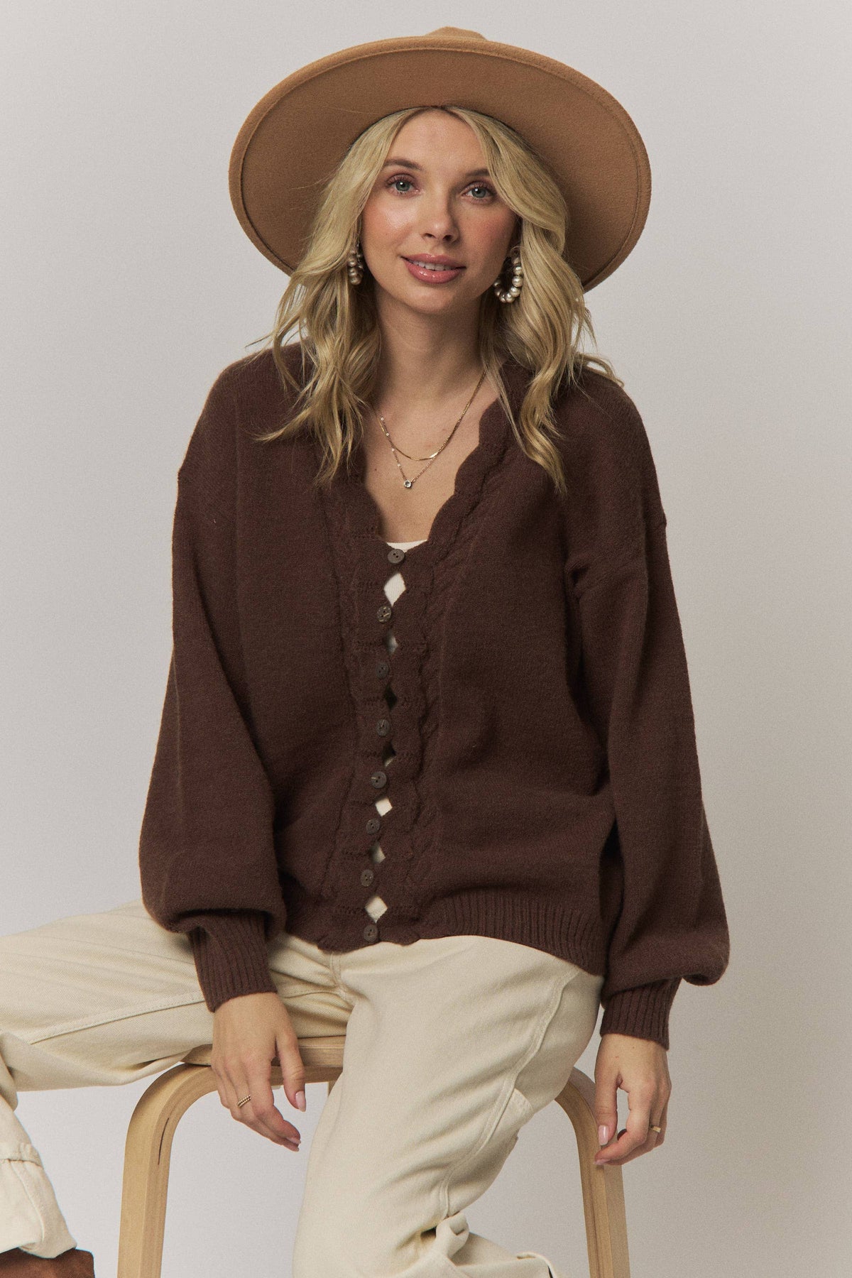 Scalloped Button Down Cardigan