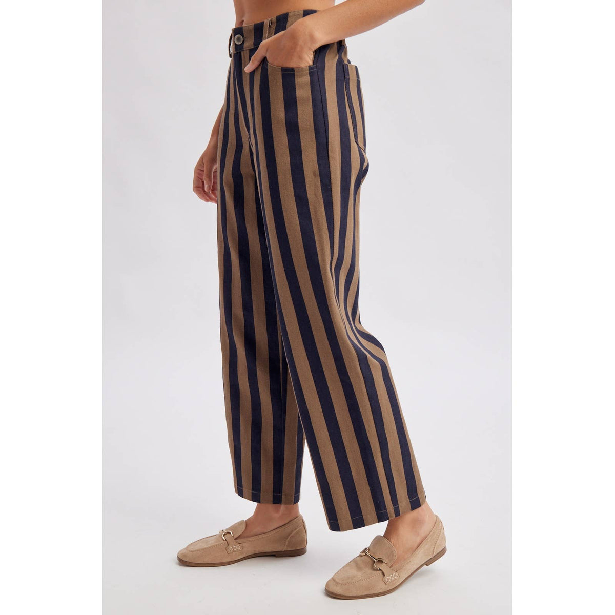 Vertical Stripe Wide Leg Pants