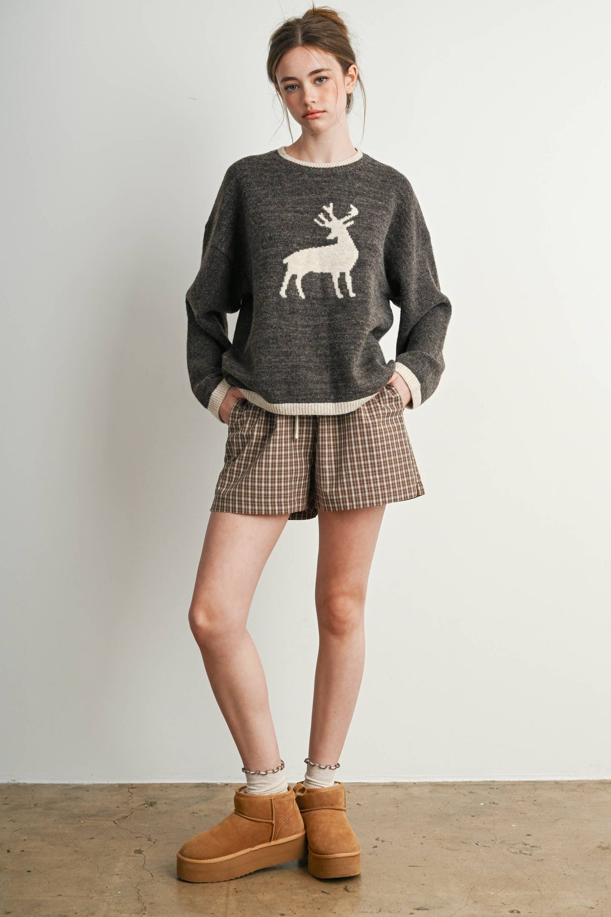 Reindeer Graphic Knit Sweater