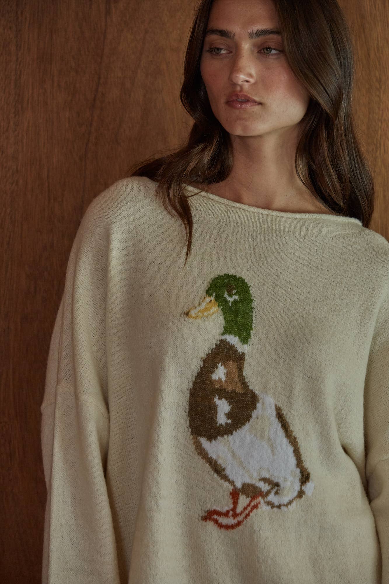 Duck Print Pullover Sweater