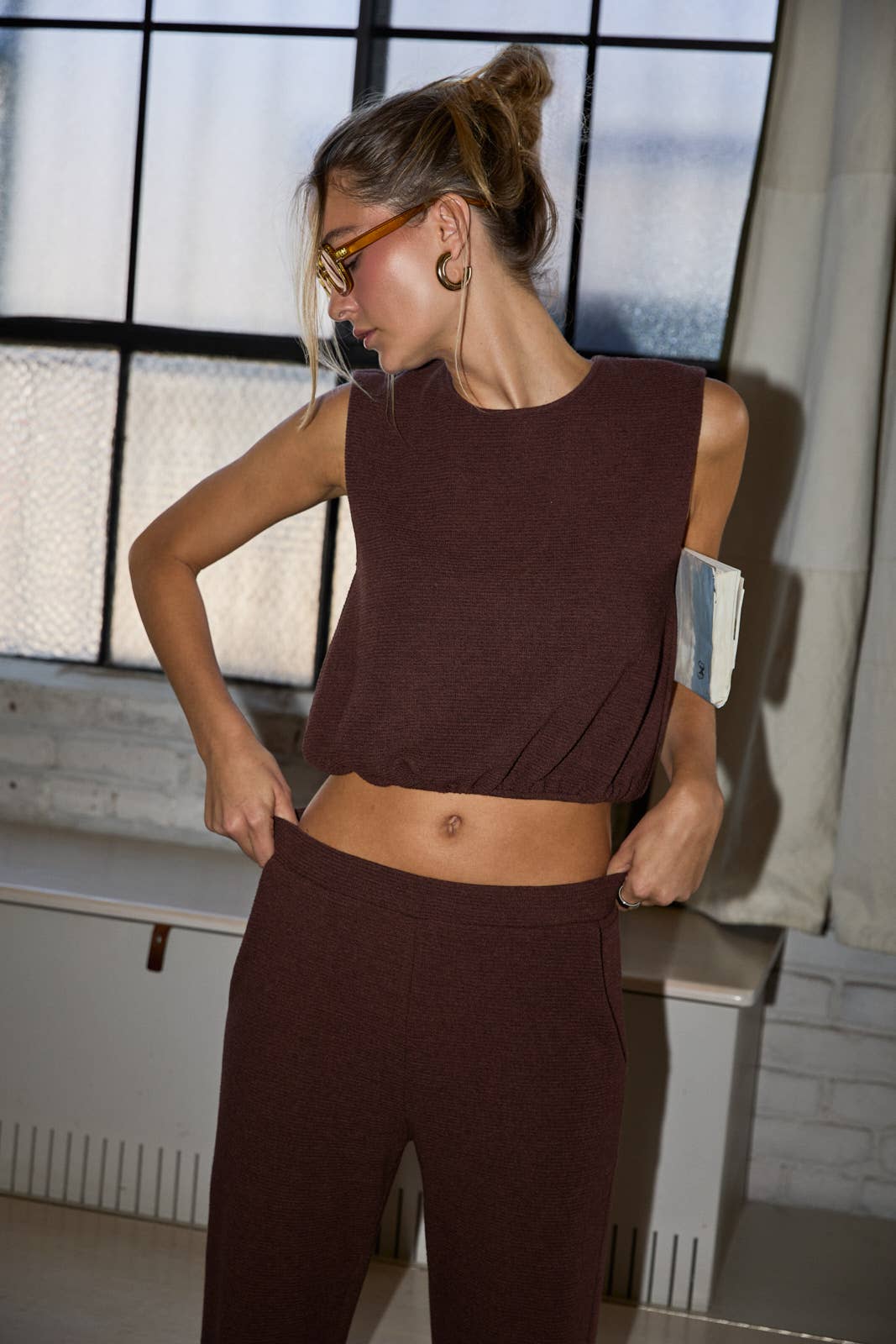 Sleeveless Bubble Hem Top
