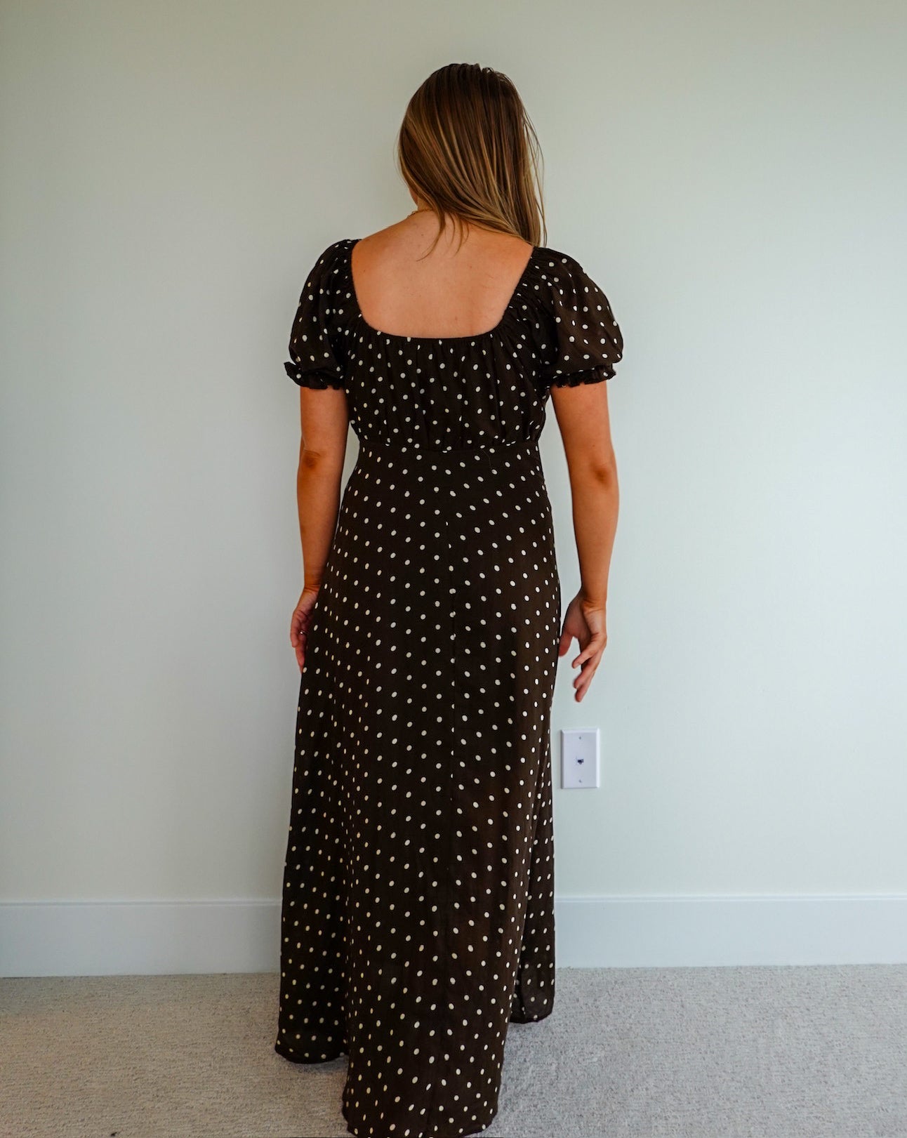 Woven Rayon Polyester Polka Dot Print Long Dress
