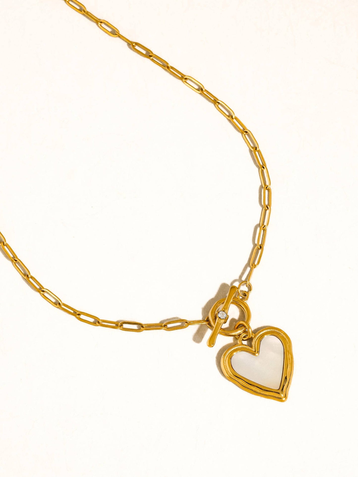 Nyelle 18K Gold Non-Tarnish Shell Heart Necklace
