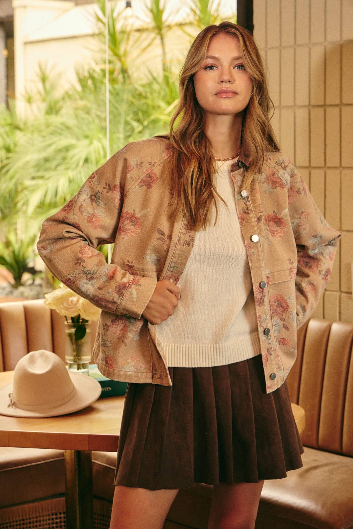 Wild Rose Afternoon Vintage Garment-Washed Jacket