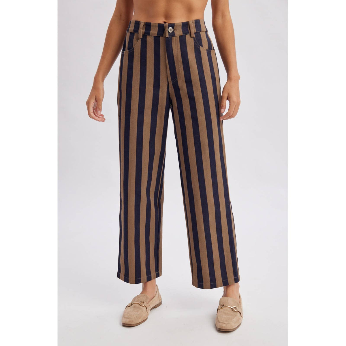 Vertical Stripe Wide Leg Pants