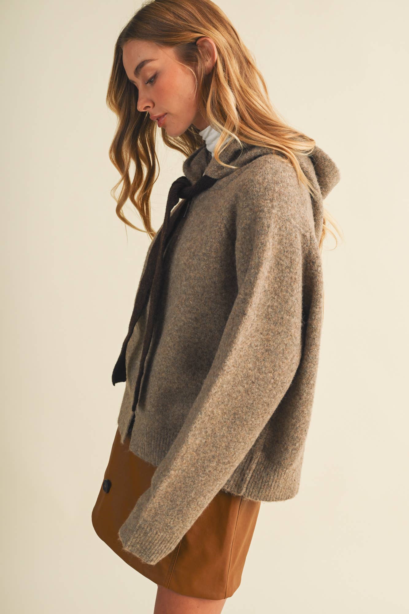 Drawstring Hooded Cardigan