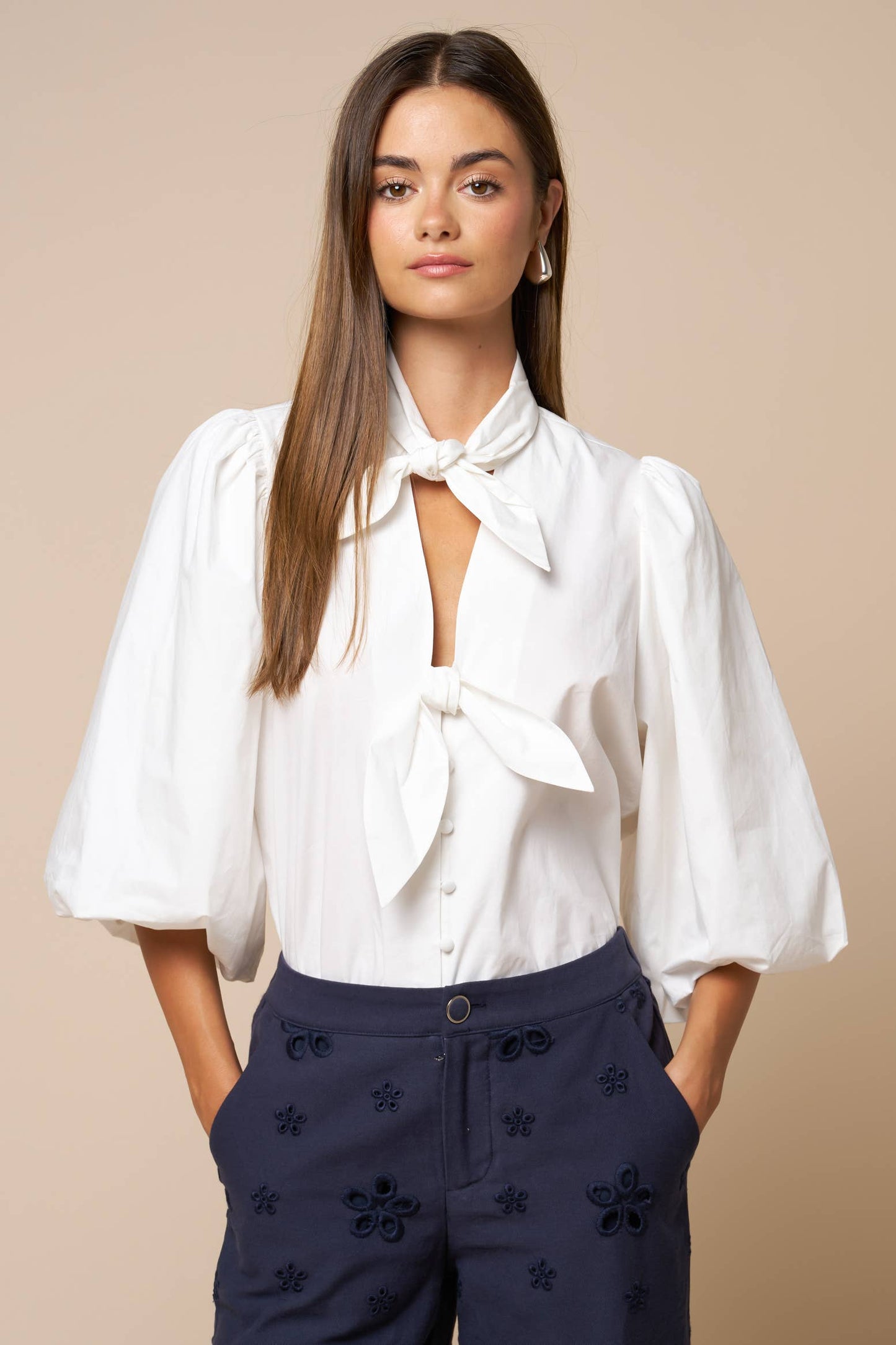 Puff Sleeve Button Down Blouse