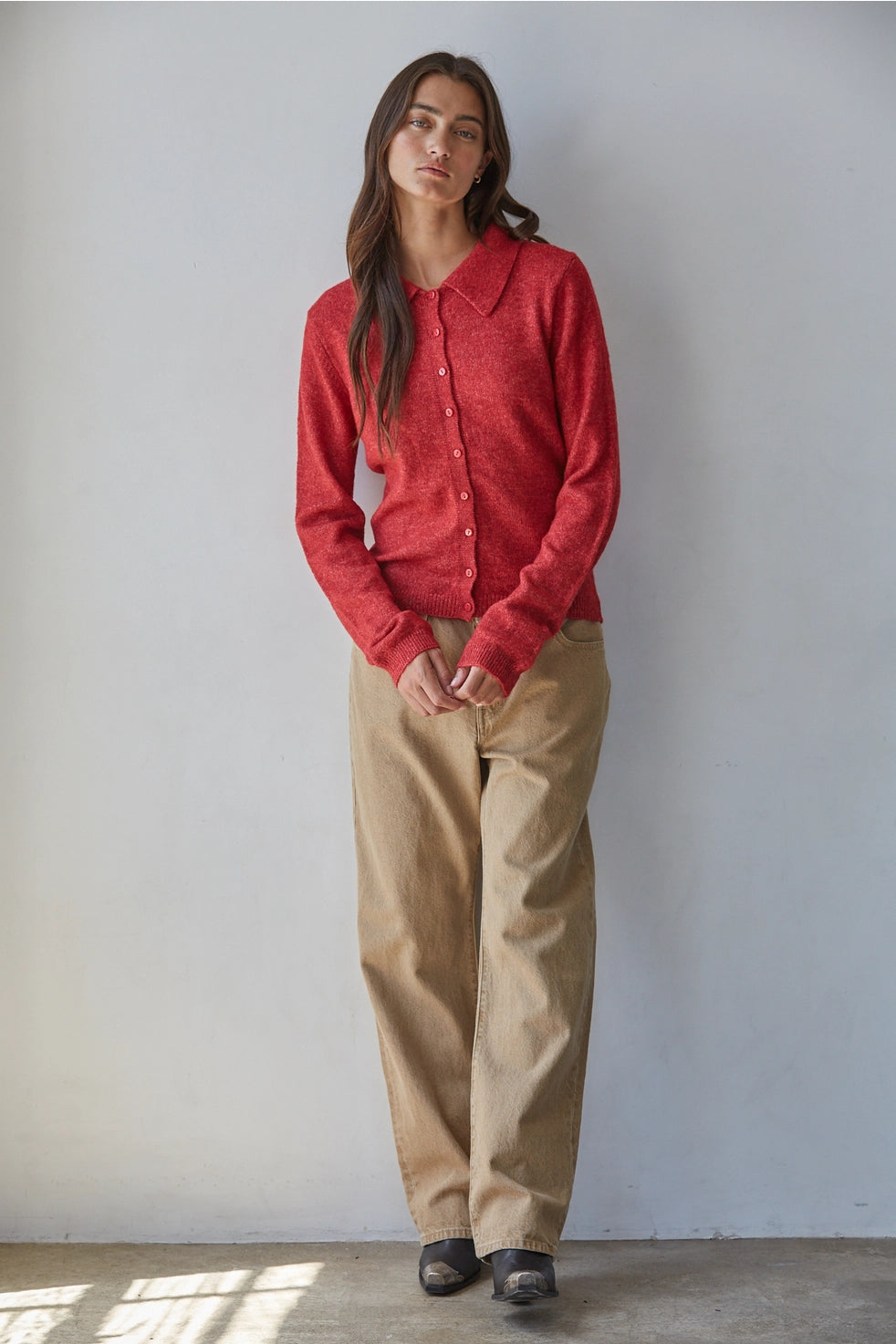 Button Down Collared Sweater Cardigan