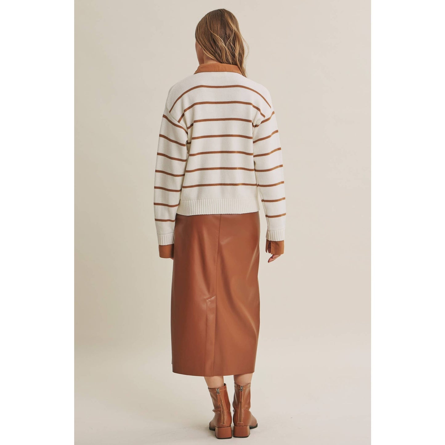 Striped Henley "Twofer" Sweater