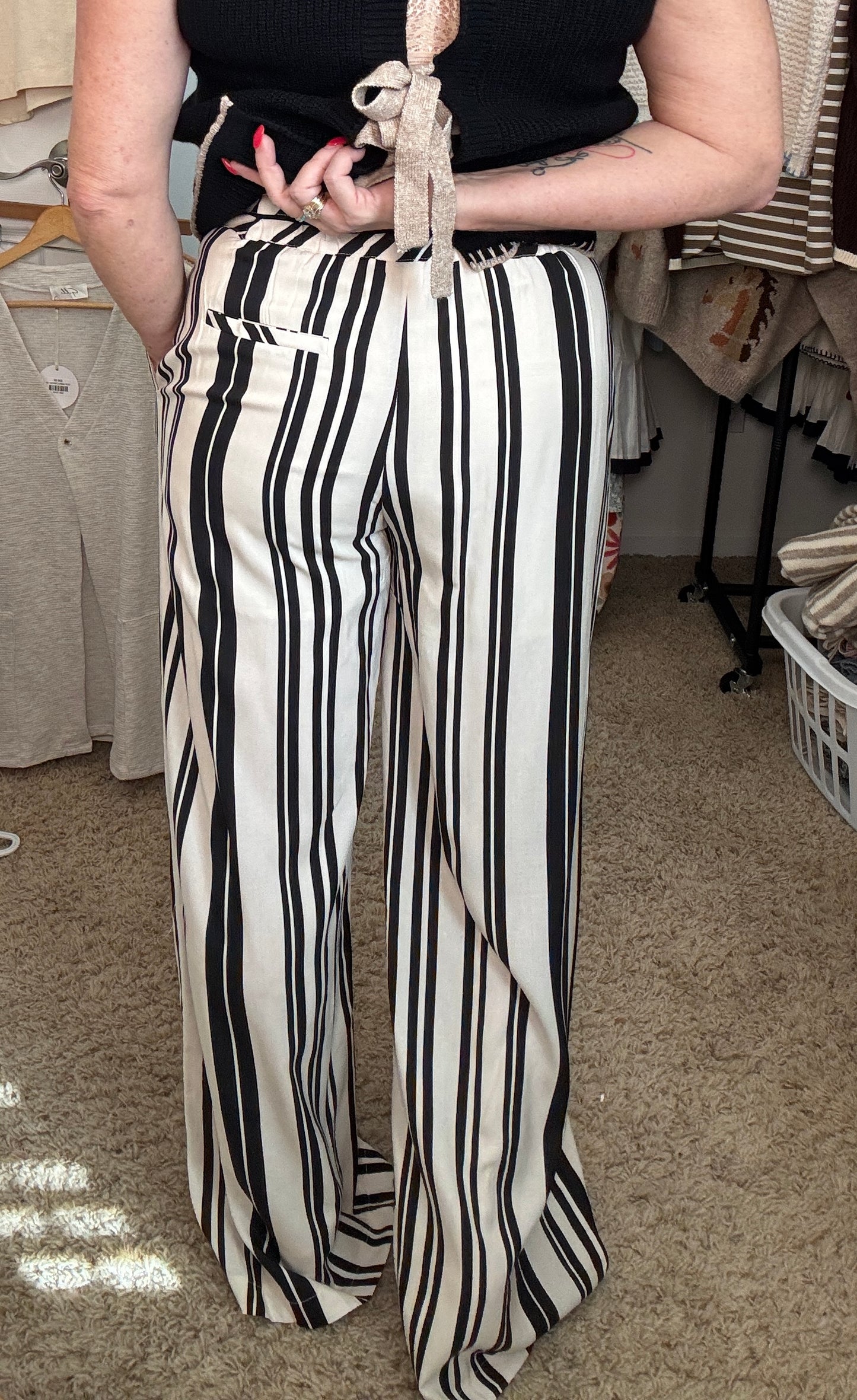 Striped Wide-Leg Pants