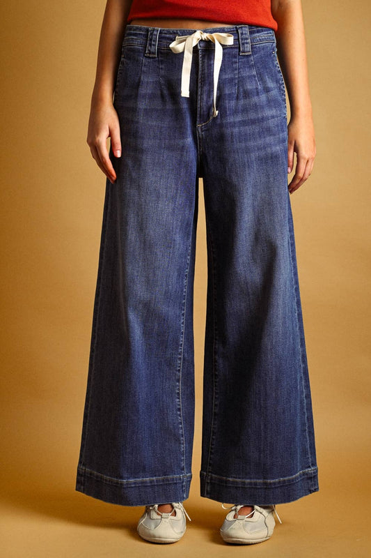 Dark Washed Tied Denim Pants