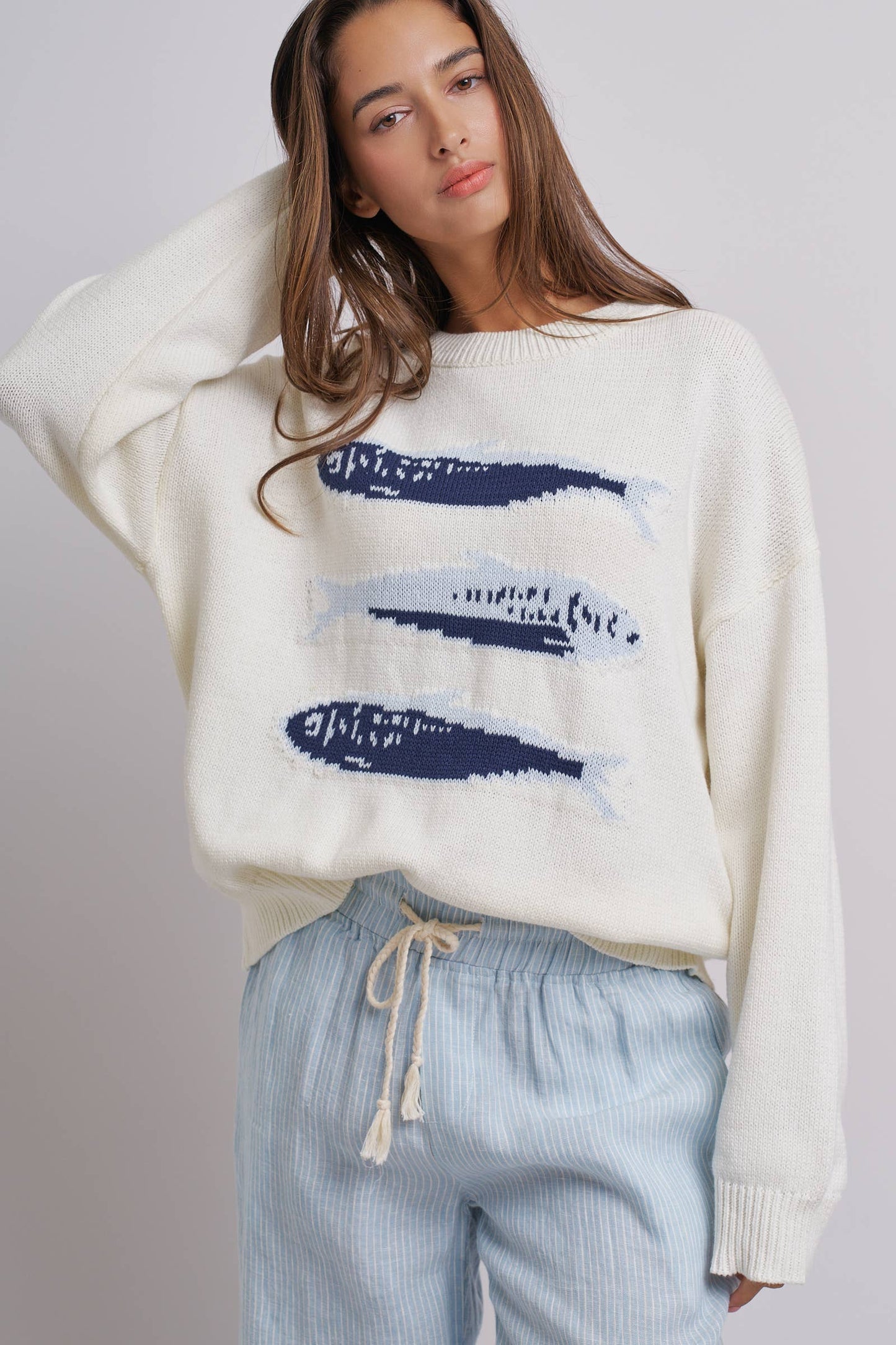 Oversized Drop-Shoulder Sardine Knit Sweater
