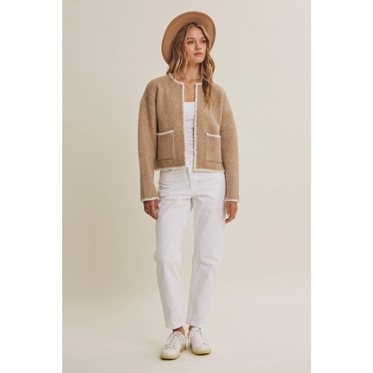 Soft Brush Wool Blend Cardigan